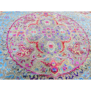 11'10"x15' Oversized Sari Silk And Textured Wool Colorful Maharaja Hand Knotted Oriental Rug FWR355584