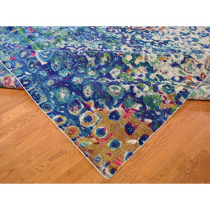 11'10"x15' THE PEACOCK, Oversized Sari Silk Colorful Hand Knotted Oriental Rug FWR355590