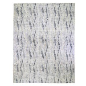 11'10"x15'2" DIMENSIONAL CURTAINS Gray Oversized Silk With Textured Wool Hand Knotted Oriental Rug FWR355608