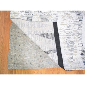 11'10"x15'2" DIMENSIONAL CURTAINS Gray Oversized Silk With Textured Wool Hand Knotted Oriental Rug FWR355608