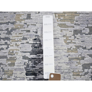 11'10"x15'2" DIMENSIONAL CURTAINS Gray Oversized Silk With Textured Wool Hand Knotted Oriental Rug FWR355608