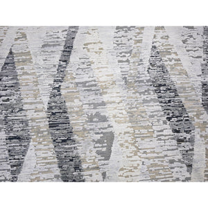 11'10"x15'2" DIMENSIONAL CURTAINS Gray Oversized Silk With Textured Wool Hand Knotted Oriental Rug FWR355608