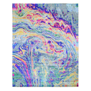 11'7"x14'5" THE LAVA, Oversized Colorful Sari Silk With Textured Wool Hand Knotted Oriental Rug FWR355620