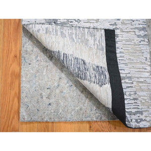 2'x3'1" DIMENSIONAL CURTAINS Gray Silk With Textured Wool Oriental Rug FWR355668