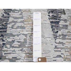 2'x3'1" DIMENSIONAL CURTAINS Gray Silk With Textured Wool Oriental Rug FWR355668