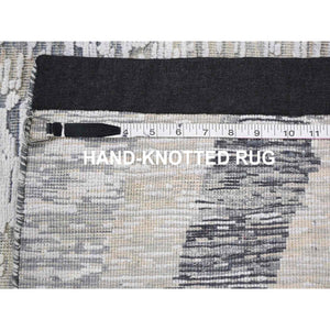 2'x3'1" DIMENSIONAL CURTAINS Gray Silk With Textured Wool Oriental Rug FWR355668