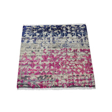 Load image into Gallery viewer, 2&#39;x2&#39; Sample Gray Sari Silk With Textured Wool Hand Knotted Oriental Rug FWR355698