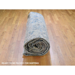 13'7"x23' Cream Color Oversized Antique Soft Colors Persian Khorasan Even Wear Hand Knotted Oriental Rug FWR355830