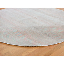 Load image into Gallery viewer, 8&#39;x8&#39; Salmon Grass Design Wool And Silk Hand Knotted Round Oriental Rug FWR355878