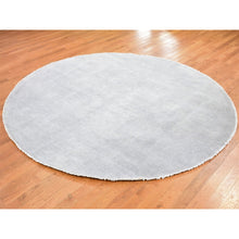 Load image into Gallery viewer, 7&#39;10&quot;x7&#39;10&quot; Gray Round Grass Design Pure Wool Hand Knotted Oriental Rug FWR355890