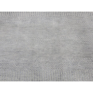 7'10"x7'10" Gray Round Grass Design Pure Wool Hand Knotted Oriental Rug FWR355890