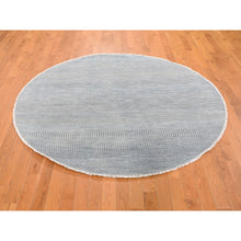 Load image into Gallery viewer, 6&#39;x6&#39; Gray Wool and Silk Grass Design Hand Knotted Round Oriental Rug FWR355998