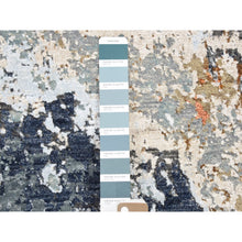 Load image into Gallery viewer, 2&#39;6&quot;x10&#39; Gray Dense Weave Abstract Design Wool and Silk Hand Knotted Runner Oriental Rug FWR356088