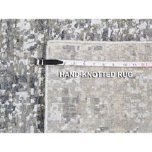 Load image into Gallery viewer, 2&#39;5&quot;x12&#39;1&quot; Ivory Dense Weave Abstract Design Wool and Silk Hand Knotted Runner Oriental Rug FWR356124