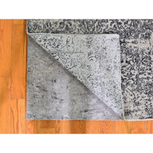 Load image into Gallery viewer, 2&#39;5&quot;x10&#39;1&quot; Gray Fine jacquard Hand Loomed Erased Design Wool and Silk Runner Oriental Rug FWR356160