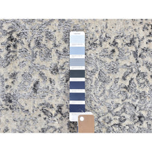 Load image into Gallery viewer, 2&#39;5&quot;x10&#39;1&quot; Gray Fine jacquard Hand Loomed Erased Design Wool and Silk Runner Oriental Rug FWR356160