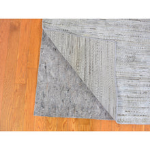 Load image into Gallery viewer, 9&#39;9&quot;x14&#39;1&quot; Ivory Silk with Textured Wool Tone on Tone Serrated Hand Knotted Oriental Rug FWR356196