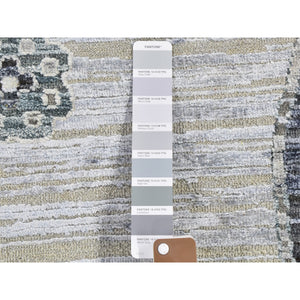8'10"x12'1" Pure Silk with Textured Wool Khotan Design Hand Knotted Oriental Rug FWR356220