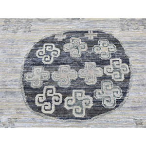 8'10"x12'1" Pure Silk with Textured Wool Khotan Design Hand Knotted Oriental Rug FWR356220