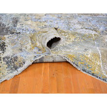 Load image into Gallery viewer, 12&#39;x18&#39;2&quot; Oversized Gray with Gold Abstract Design Denser Weave Wool and Silk Hand Knotted Oriental Rug FWR356628