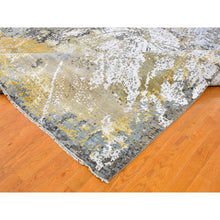 Load image into Gallery viewer, 12&#39;x18&#39;2&quot; Oversized Gray with Gold Abstract Design Denser Weave Wool and Silk Hand Knotted Oriental Rug FWR356628