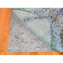 Load image into Gallery viewer, 9&#39;x12&#39;6&quot; Greens DIMINISHING COINS, Sari Silk with Textured Wool Hand Knotted Oriental Rug FWR356754