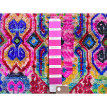 Load image into Gallery viewer, 8&#39;10&quot;x12&#39; Colorful Jewellery Design Sari Silk with Textured Wool Hand Knotted Oriental Rug FWR356760