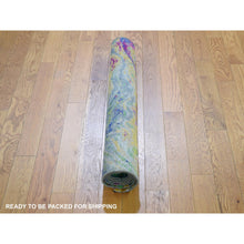 Load image into Gallery viewer, 3&#39;x5&#39; THE LAVA, Colorful Sari Silk with Textured Wool Hand Knotted Oriental Rug FWR356856