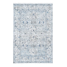 Load image into Gallery viewer, 6&#39;x9&#39;3&quot; Ivory Distressed Oushak Pure Silk with Textured Wool Hand Knotted Oriental Rug FWR356868