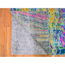 Load image into Gallery viewer, 3&#39;x10&#39; Colorful Sari Silk With Textured Wool The Lava Design Wide Runner Hand Knotted Oriental Rug FWR356898