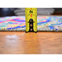 Load image into Gallery viewer, 3&#39;x10&#39; Colorful Sari Silk With Textured Wool The Lava Design Wide Runner Hand Knotted Oriental Rug FWR356898