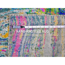 Load image into Gallery viewer, 3&#39;x10&#39; Colorful Sari Silk With Textured Wool The Lava Design Wide Runner Hand Knotted Oriental Rug FWR356898