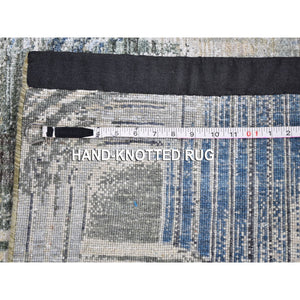 2'7"x8'3" THE INTERTWINED PASSAGE, Silk with Textured Wool Hand Knotted Runner Oriental Rug FWR356910
