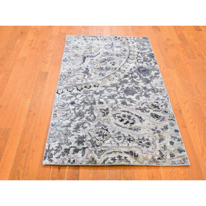 3'x5'3" THE MAHARAJA, Hand Knotted Pure Silk with Textured Wool Exemplar Oriental Rug FWR356922