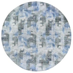 12'x12' THE INTERTWINED PASSAGE, Round Silk With Textured Wool Hand Knotted Oriental Rug FWR356946