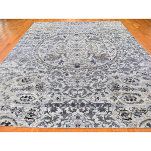 10'x14'2" THE MAHARAJA, Pure Silk with Textured Wool Hand Knotted Oriental Rug FWR356958
