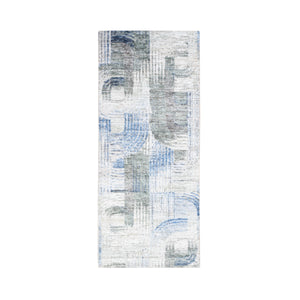 2'8"x6'1" THE INTERTWINED PASSAGE, Hand Knotted Silk with Textured Wool Runner Oriental Rug FWR356994