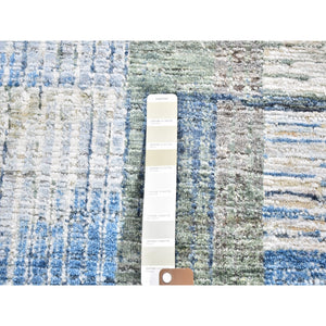 2'8"x6'1" THE INTERTWINED PASSAGE, Hand Knotted Silk with Textured Wool Runner Oriental Rug FWR356994