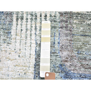 2'6"x12'3" THE INTERTWINED PASSAGE, Silk with Textured Wool Hand Knotted Runner Oriental Rug FWR357018