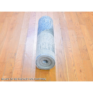 2'7"x12' THE INTERTWINED PASSAGE, Silk with Textured Wool Hand Knotted Runner Oriental Rug FWR357024