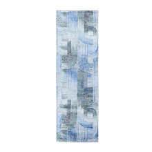 Load image into Gallery viewer, 2&#39;7&quot;x10&#39;4&quot; THE INTERTWINED PASSAGE, Silk with Textured Wool Hand Knotted Runner Oriental Rug FWR357036