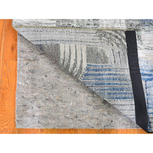2'7"x10'4" THE INTERTWINED PASSAGE, Silk with Textured Wool Hand Knotted Runner Oriental Rug FWR357036