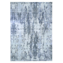 Load image into Gallery viewer, 9&#39;x12&#39; Ivory Wool with Real Silk Abstract Design Denser Weave Hi-Low Pile Hand Knotted Oriental Rug FWR357108