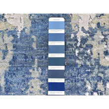 Load image into Gallery viewer, 8&#39;1&quot;x10&#39;1&quot; Blue Abstract Design Wool and Real Silk Oval Hand Knotted Oriental Rug FWR357126