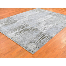 Load image into Gallery viewer, 8&#39;x10&#39;2&quot; Ivory Wool with Real Silk Abstract Design Denser Weave Hi-Low Pile Hand Knotted Oriental Rug FWR357144