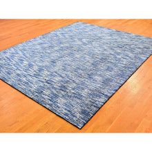 Load image into Gallery viewer, 8&#39;2&quot;x10&#39; Fence Design with Blue Wool and Art Silk Tone on Tone Hand Loomed Oriental Rug FWR357204