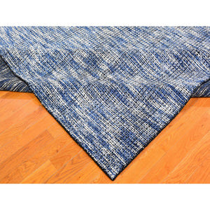 8'2"x10' Fence Design with Blue Wool and Art Silk Tone on Tone Hand Loomed Oriental Rug FWR357204
