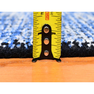 8'2"x10' Fence Design with Blue Wool and Art Silk Tone on Tone Hand Loomed Oriental Rug FWR357204