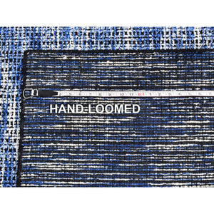 8'2"x10' Fence Design with Blue Wool and Art Silk Tone on Tone Hand Loomed Oriental Rug FWR357204
