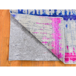 2'x3' THE CARDIAC Sari Silk with Textured Wool Hand Knotted Oriental Rug FWR357270